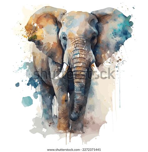 Watercolor Elephant Isolated White Background Vector Stock Vector (Royalty Free) 2272371441 ...