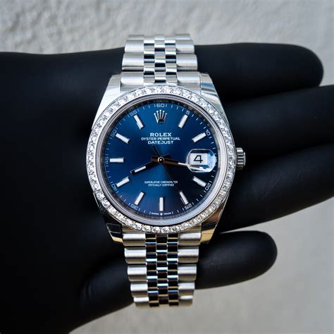 Rolex Datejust 41 - Oystersteel - Jubilee - Blue Dial - Custom Diamond ...