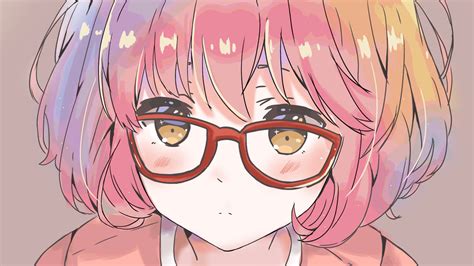 face, short hair, brunette, Kyoukai no Kanata, Kuriyama Mirai, anime girls, glasses | 1920x1080 ...