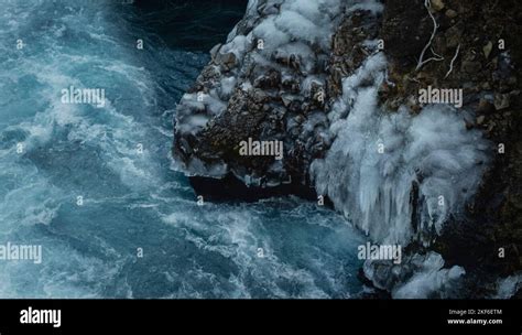 Icy waterfalls near Hraunfossar in Iceland Stock Photo - Alamy