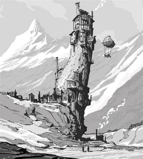 medieval town #draw #sketch #pen #pencil #conceptart #fantasy #architecture #drawing #pa ...