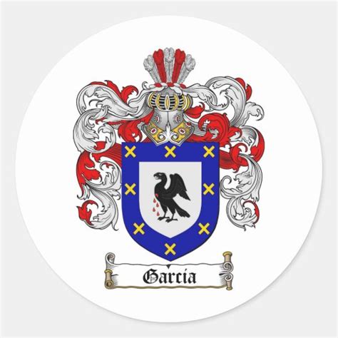 GARCIA FAMILY CREST - GARCIA COAT OF ARMS CLASSIC ROUND STICKER | Zazzle.com