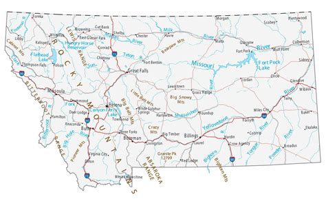 Map of Montana - Cities and Roads - GIS Geography