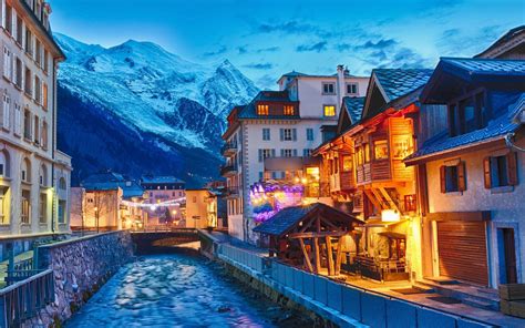 Download wallpapers Chamonix-Mont-Blanc, evening, mountains, french cities, Europe, France ...