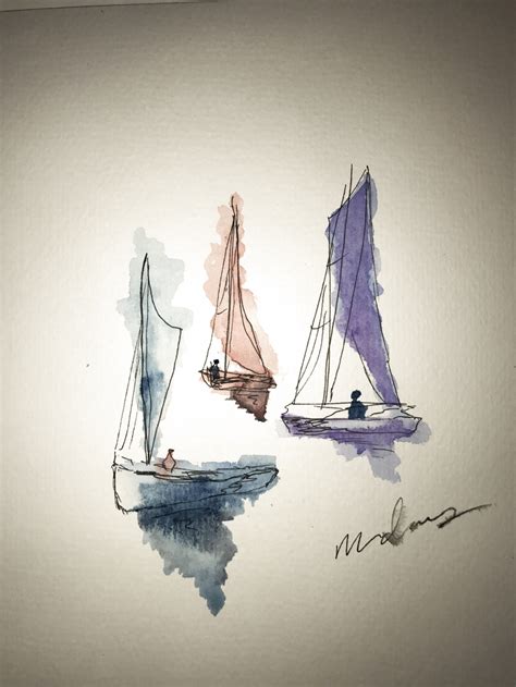 Simple sailboat watercolor painting - Simple sailboat watercolor painting - #Abstract ...