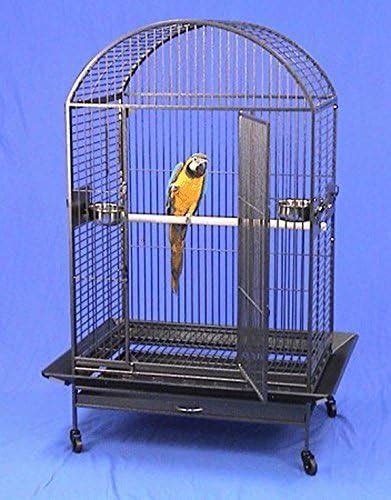 Extra Large Wrought Iron Bird Cage Parrot Cages Macaw Dometop 36"x26"x65" (Black Vein) - Best ...