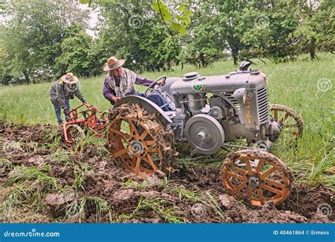 Plowing With An Old Tractor Editorial Stock Image - Image of obsolete, ground: 40461864