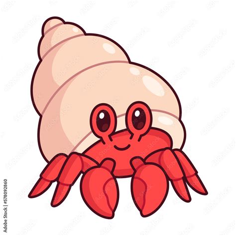 Cute cartoon hermit crab drawing Stock Vector | Adobe Stock