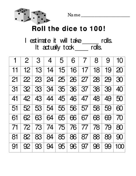 Printable Math Dice Games Pdf