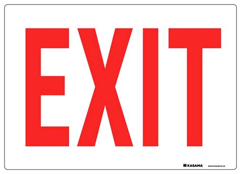 Exit Sign - Red on White | Kasama.us