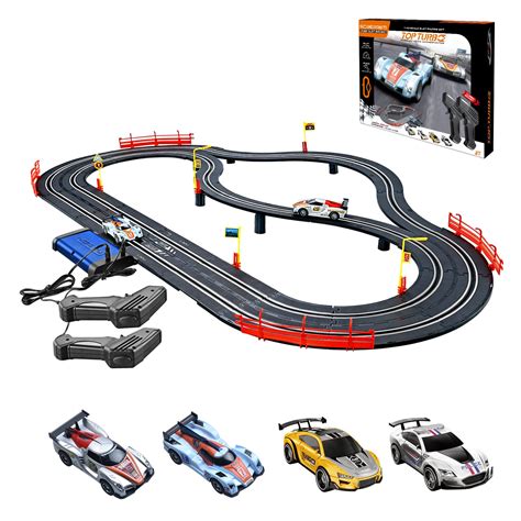 【ゲーム】 Electric Racing Tracks for Boys and Kids Including 4 Slot Cars 1:43 Scale w ...