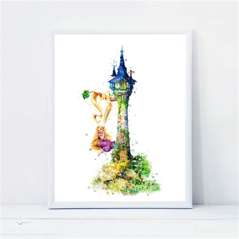 Tangled Tower Art Print Princess Rapunzel Watercolor Disney - Etsy ...