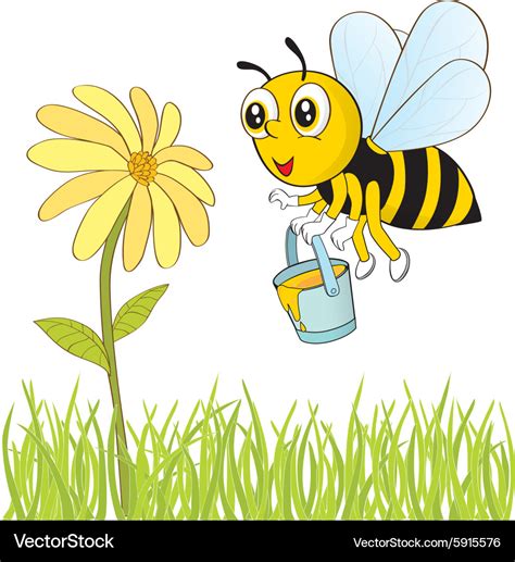 Bee and flower Royalty Free Vector Image - VectorStock