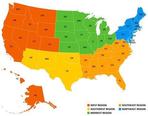 5 US Regions Map and Facts | Mappr