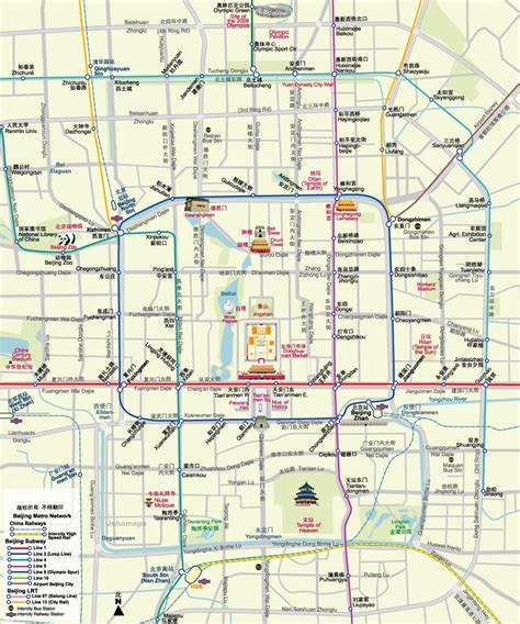 Beijing subway map with tourist attractions - Map of Beijing subway map ...