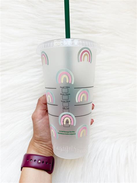 Starbucks Pastel Rainbow Starbucks Cup With Rainbows | Etsy