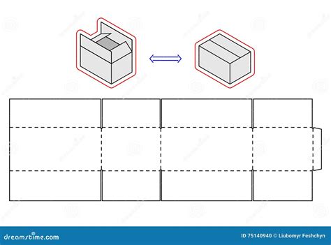 Horizontal Box Template. Vector Packing. Simple Cardboard Cut Stock ...