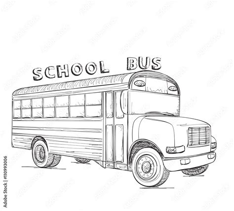 School bus. Hand drawn transport sketch Stock Vector | Adobe Stock