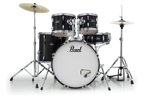 Pearl Roadshow Drum Set 5-Piece Complete Kit with Cymbals and Stands, Jet Black (RS525SC/C31 ...