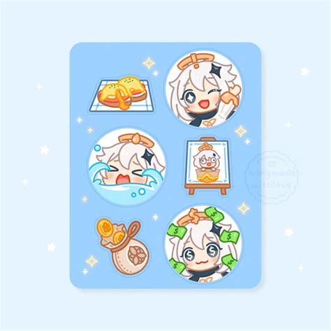 Genshin Impact Paimon Sticker Sheet Cute Chibi Emoji Emergency Food ...