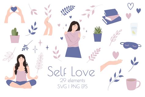 Self Love Clipart, Self Care SVG, Love yourself (1157856) | Illustrations | Design Bundles