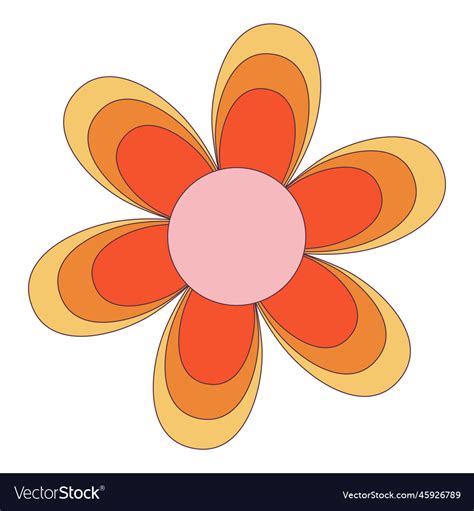 Retro 70s groovy hippie sticker daisy flower Vector Image