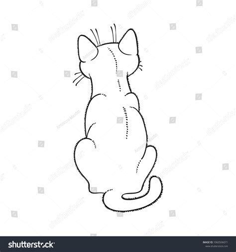 Sketch Cute Cat Animal Sitting Back Stock Vector (Royalty Free) 1060506071 | Shutterstock