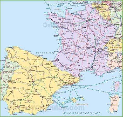 Map of Spain and France