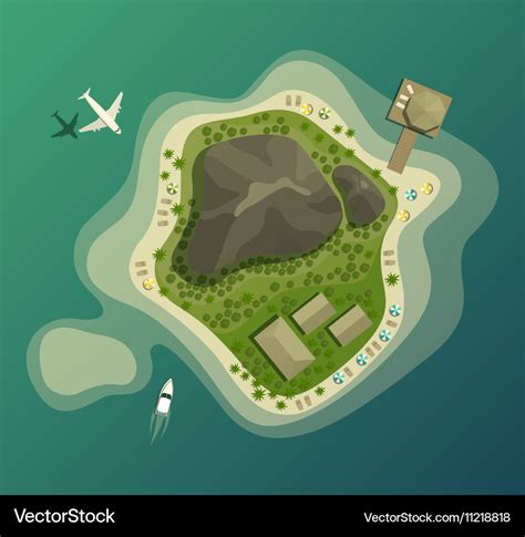 Island or isle with beach and mountain top view Vector Image