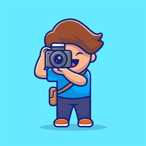 Premium Vector | Cute photographer cartoon illustration. people profession icon concept