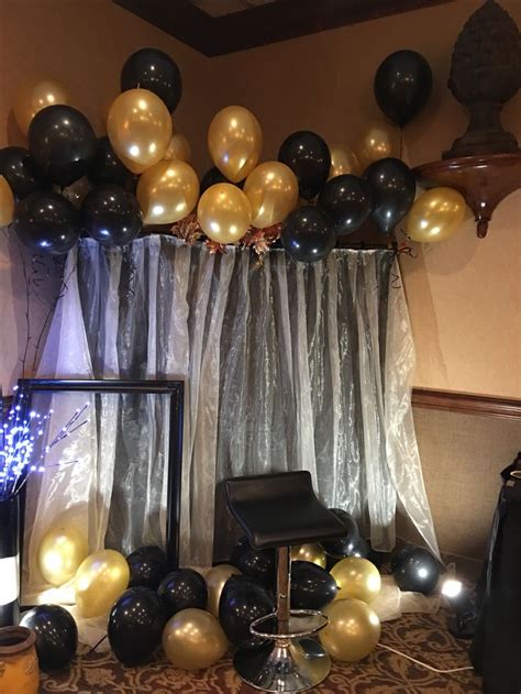 Black and gold photobooth | 30th birthday decorations, Photo booth backdrop, Photo booth