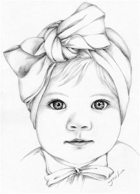 Custom portrait baby girl or family pencil portrait drawing | Etsy ...