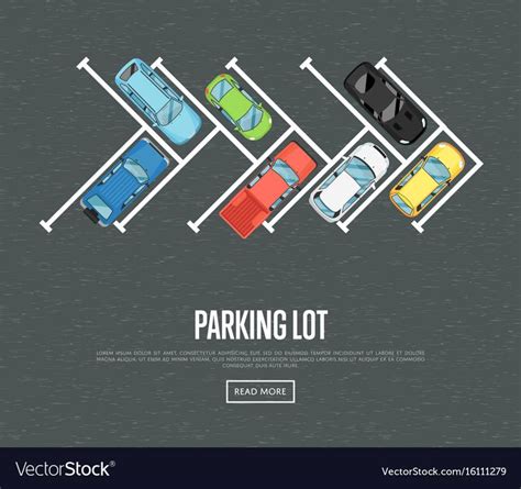 Parking lot poster in flat style. Urban traffic concept, top view ...