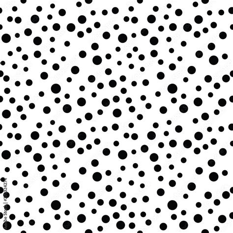 Seamless polka dot pattern. Geometric black and white vector background. Spot of different sizes ...