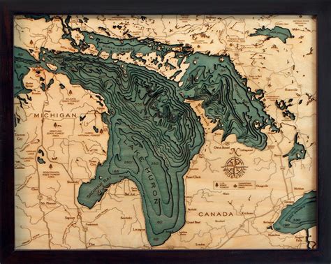 Lake Huron Wood Carved Topographic Depth Chart / Map - Etsy | Lake huron, Huron, Lake art