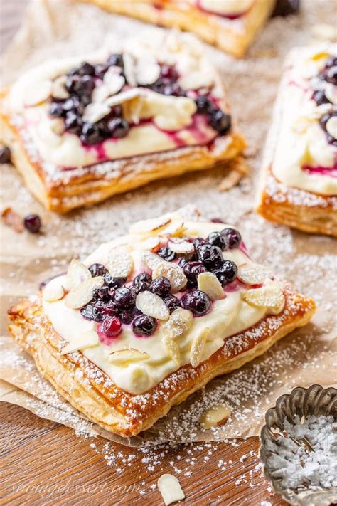 Blueberry Puff Pastry Tarts with Lemon Cream - Saving Room for Dessert