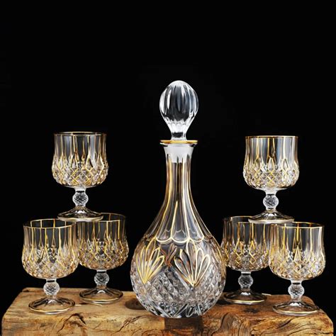 Luxury crystal wine Decanter and glass goblet 7 piece set home Whiskey ...