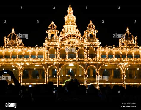 Mysore Palace night view (bokeh light) in Mysore, India Stock Photo - Alamy