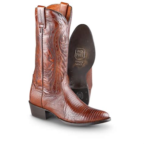 Men's Dan Post® 13" Teju Lizard Cowboy Boots, Antique Tan - 223370, Cowboy & Western Boots at ...