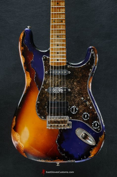 Fender Stratocaster Midnight Blue/Sunburst Heavy Aged Relic (SOLD) | East Gloves Customs Guitars