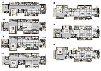 American Coach American Eagle luxury motorcoach floorplans - small picture click for larger picture