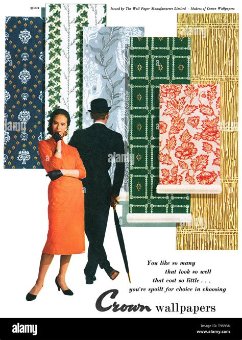 1958 British advertisement for Crown Wallpapers Stock Photo - Alamy