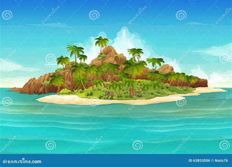 Tropical island background stock vector. Illustration of leisure - 63853006