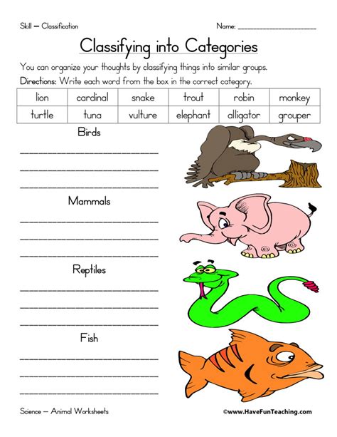 Animal Classification Worksheet - Have Fun Teaching