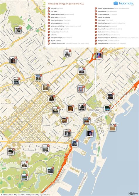 Barcelona attractions map - Barcelona spain attractions map (Catalonia ...