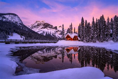 Emerald Lake Winter Sunset Alberta Canada Fine Art Print | Photos by Joseph C. Filer