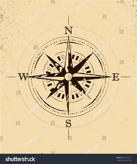 Retro Grunge Old Compass Tattoo Vector Stock Vector (Royalty Free ...