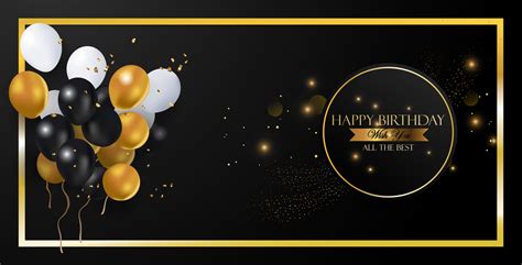 Black And Gold Birthday Banner Vector Art, Icons, and Graphics for Free Download