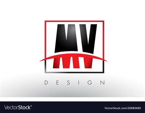 Mv m v logo letters with red and black colors and Vector Image