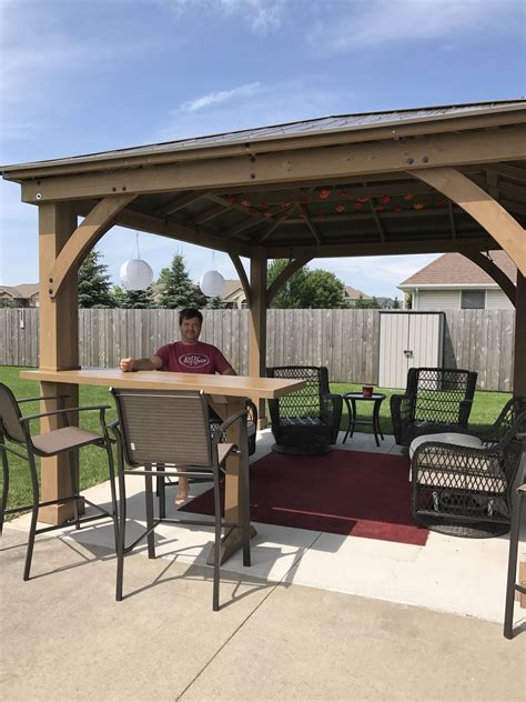 Our Yardistry Gazebo with custom bar top addition. | Backyard gazebo, Backyard patio, Patio gazebo